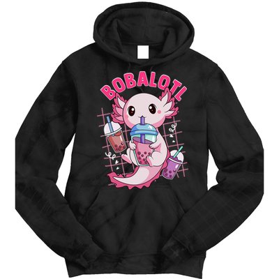 Bobalotl Kawaii Axolotl Drinking Boba Tea Pet Axolotl Lover  Tie Dye Hoodie