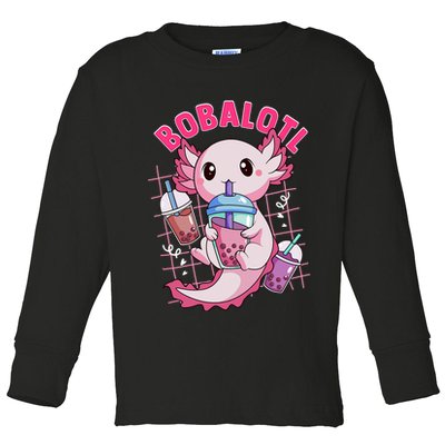 Bobalotl Kawaii Axolotl Drinking Boba Tea Pet Axolotl Lover  Toddler Long Sleeve Shirt