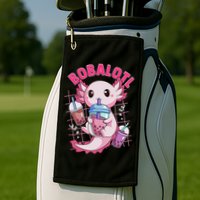 Bobalotl Kawaii Axolotl Drinking Boba Tea Pet Axolotl Lover  Golf Towel