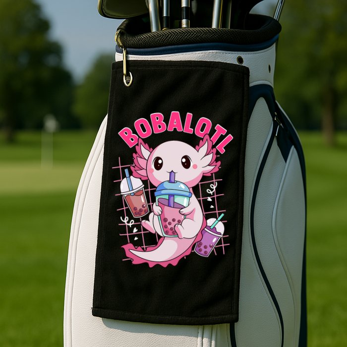 Bobalotl Kawaii Axolotl Drinking Boba Tea Pet Axolotl Lover  Golf Towel