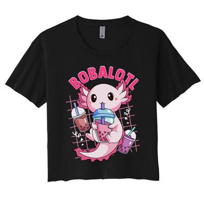 Bobalotl Kawaii Axolotl Drinking Boba Tea Pet Axolotl Lover  Crop Top