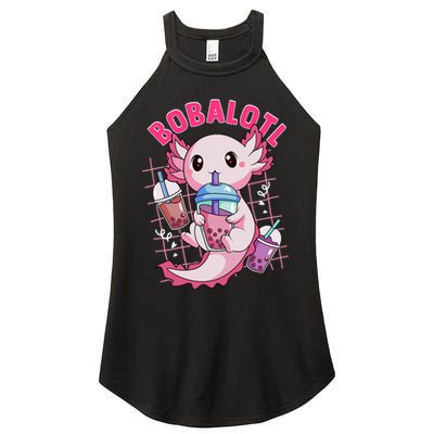 Bobalotl Kawaii Axolotl Drinking Boba Tea Pet Axolotl Lover  Women's Perfect Tri Rocker Tank