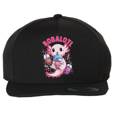 Bobalotl Kawaii Axolotl Drinking Boba Tea Pet Axolotl Lover  Wool Snapback Cap