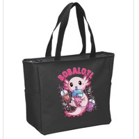 Bobalotl Kawaii Axolotl Drinking Boba Tea Pet Axolotl Lover  Zip Tote Bag