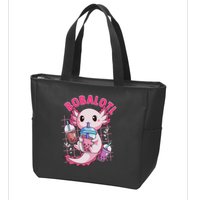 Bobalotl Kawaii Axolotl Drinking Boba Tea Pet Axolotl Lover  Zip Tote Bag