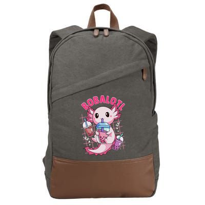 Bobalotl Kawaii Axolotl Drinking Boba Tea Pet Axolotl Lover  Cotton Canvas Backpack
