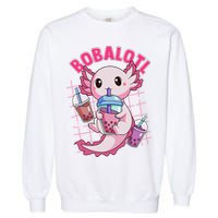 Bobalotl Kawaii Axolotl Drinking Boba Tea Pet Axolotl Lover  Garment-Dyed Sweatshirt