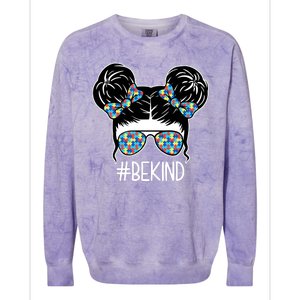 Be Kind Autism Awareness Female Bun Colorblast Crewneck Sweatshirt