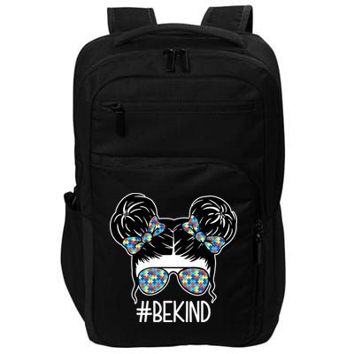 Be Kind Autism Awareness Female Bun Impact Tech Backpack