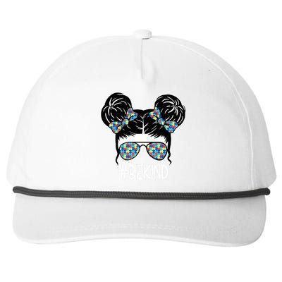 Be Kind Autism Awareness Female Bun Snapback Five-Panel Rope Hat