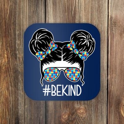 Be Kind Autism Awareness Female Bun Coaster