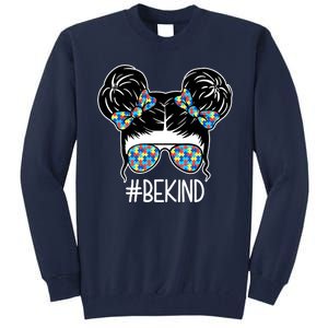 Be Kind Autism Awareness Female Bun Tall Sweatshirt