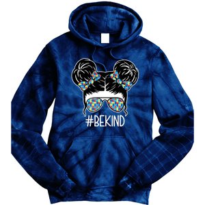 Be Kind Autism Awareness Female Bun Tie Dye Hoodie