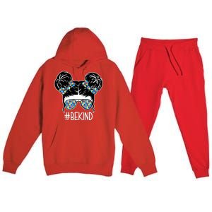 Be Kind Autism Awareness Female Bun Premium Hooded Sweatsuit Set