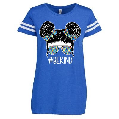 Be Kind Autism Awareness Female Bun Enza Ladies Jersey Football T-Shirt