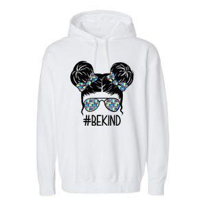 Be Kind Autism Awareness Female Bun Garment-Dyed Fleece Hoodie