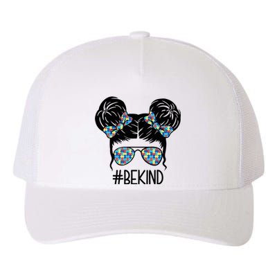 Be Kind Autism Awareness Female Bun Yupoong Adult 5-Panel Trucker Hat