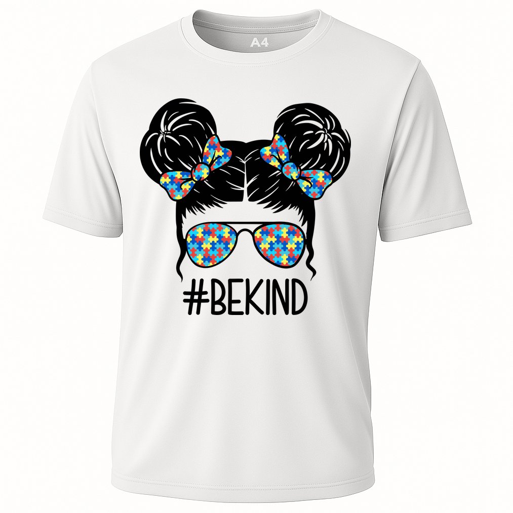 Be Kind Autism Awareness Female Bun Cooling Performance Crew T-Shirt