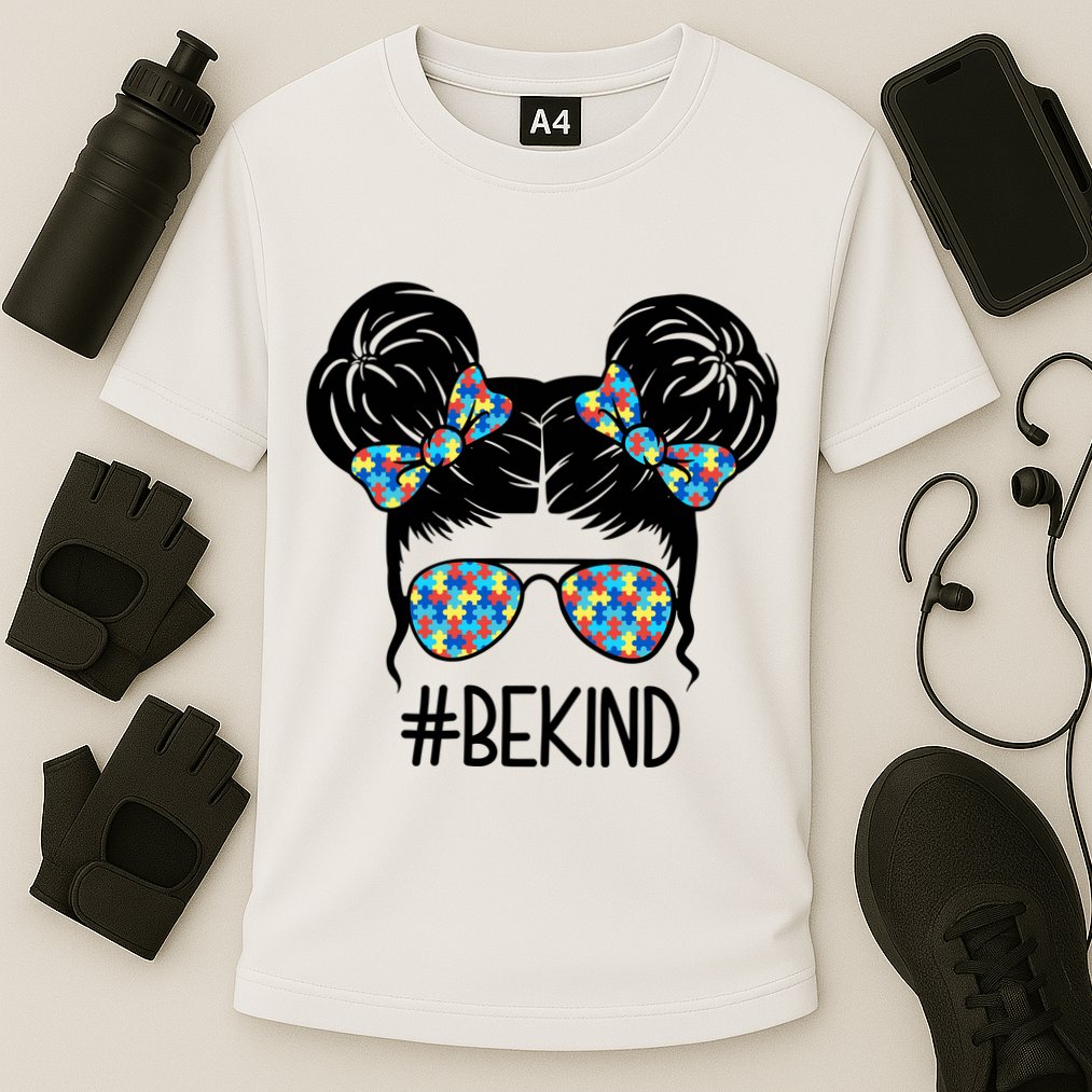 Be Kind Autism Awareness Female Bun Cooling Performance Crew T-Shirt