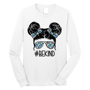 Be Kind Autism Awareness Female Bun Long Sleeve Shirt