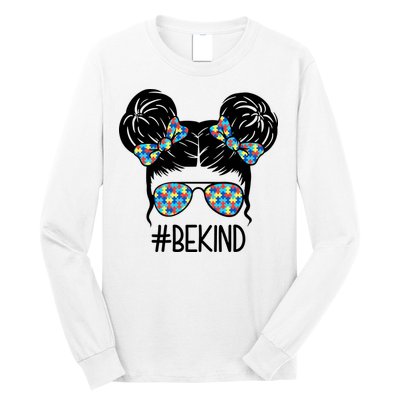 Be Kind Autism Awareness Female Bun Long Sleeve Shirt