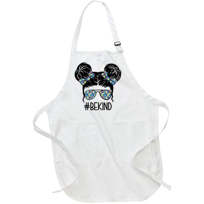 Be Kind Autism Awareness Female Bun Full-Length Apron With Pockets