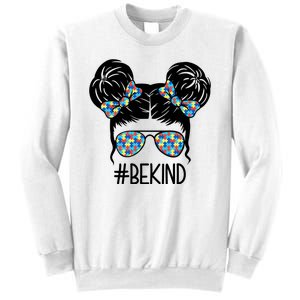 Be Kind Autism Awareness Female Bun Sweatshirt