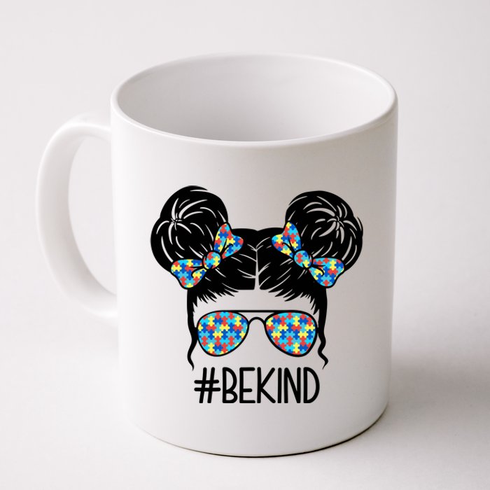 Be Kind Autism Awareness Female Bun Coffee Mug