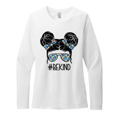 Be Kind Autism Awareness Female Bun Womens CVC Long Sleeve Shirt