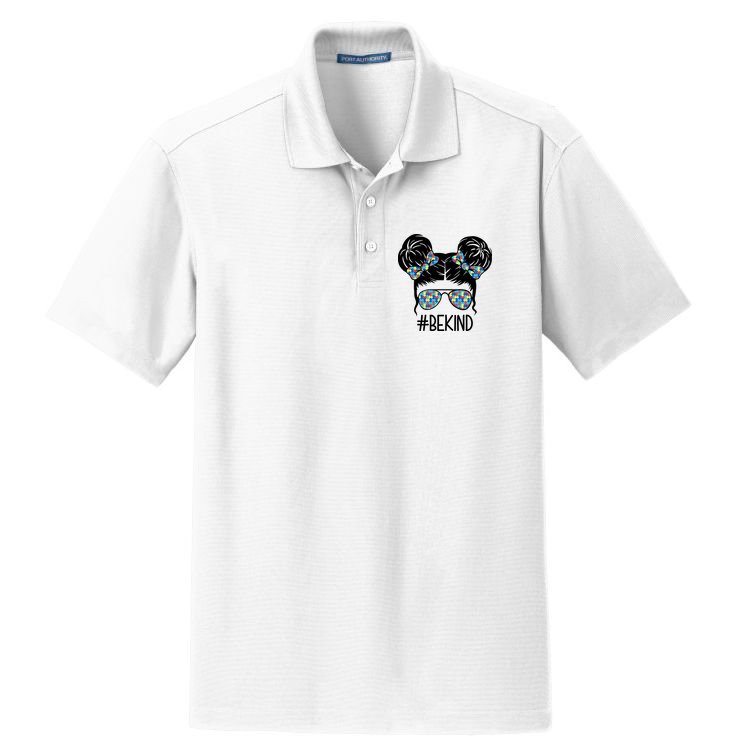 Be Kind Autism Awareness Female Bun Dry Zone Grid Polo