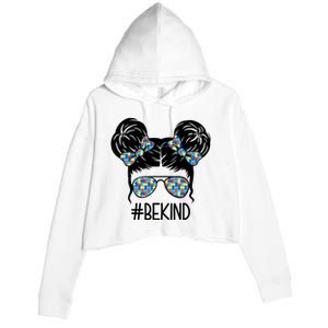 Be Kind Autism Awareness Female Bun Crop Fleece Hoodie