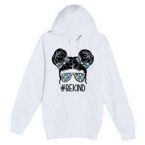 Be Kind Autism Awareness Female Bun Premium Pullover Hoodie