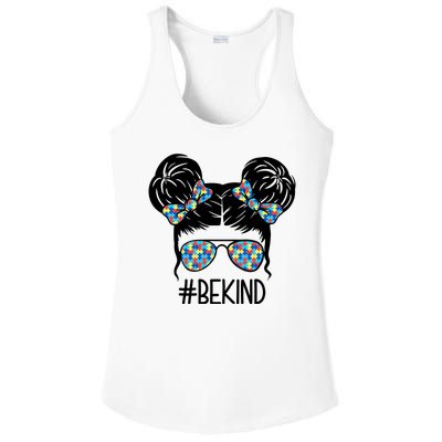 Be Kind Autism Awareness Female Bun Ladies PosiCharge Competitor Racerback Tank