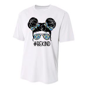 Be Kind Autism Awareness Female Bun Performance Sprint T-Shirt