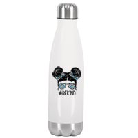 Be Kind Autism Awareness Female Bun Stainless Steel Insulated Water Bottle