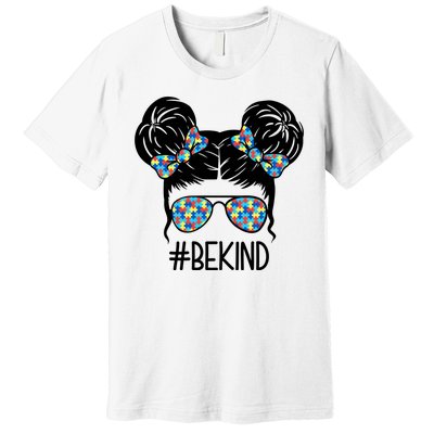 Be Kind Autism Awareness Female Bun Premium T-Shirt