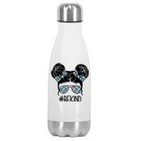 Be Kind Autism Awareness Female Bun Stainless Steel Insulated Water Bottle