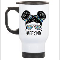 Be Kind Autism Awareness Female Bun Stainless Steel Travel Mug