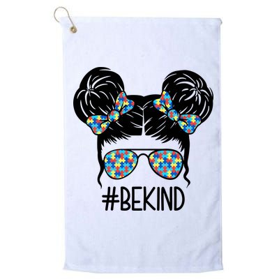 Be Kind Autism Awareness Female Bun Golf Towel