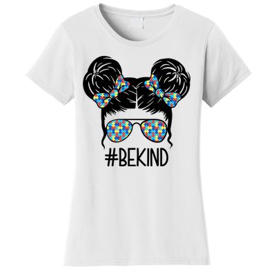 Be Kind Autism Awareness Female Bun Women's T-Shirt