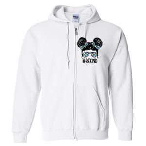 Be Kind Autism Awareness Female Bun Full Zip Hoodie