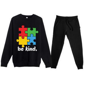 Be Kind Autism Awareness Kindness Positive Saying Gift Premium Crewneck Sweatsuit Set