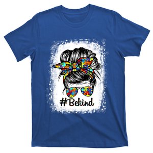 Be Kind Autism Awareness Messy Bun Choose Kindness Funny Gift T-Shirt