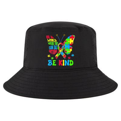 Be Kind Autism Awareness Puzzle Ribbon Butterfly Cool Comfort Performance Bucket Hat