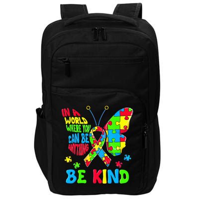 Be Kind Autism Awareness Puzzle Ribbon Butterfly Impact Tech Backpack