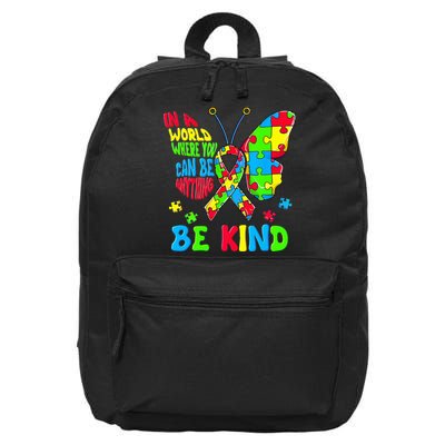 Be Kind Autism Awareness Puzzle Ribbon Butterfly 16 in Basic Backpack