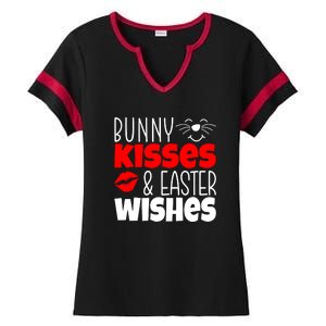 Bunny Kisses And Easter Wishes Ladies Halftime Notch Neck Tee