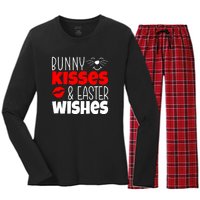 Bunny Kisses And Easter Wishes Women's Long Sleeve Flannel Pajama Set 