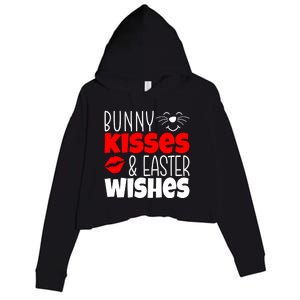 Bunny Kisses And Easter Wishes Crop Fleece Hoodie