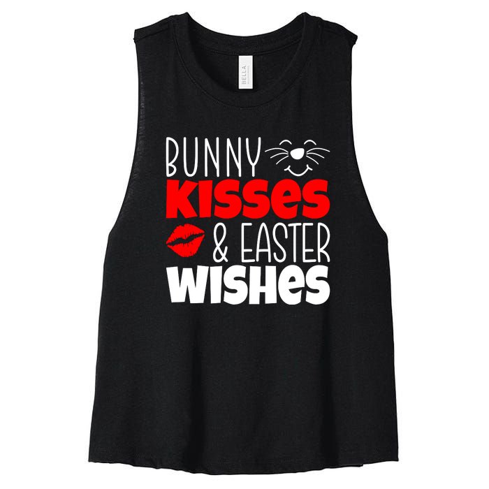 Bunny Kisses And Easter Wishes Women's Racerback Cropped Tank